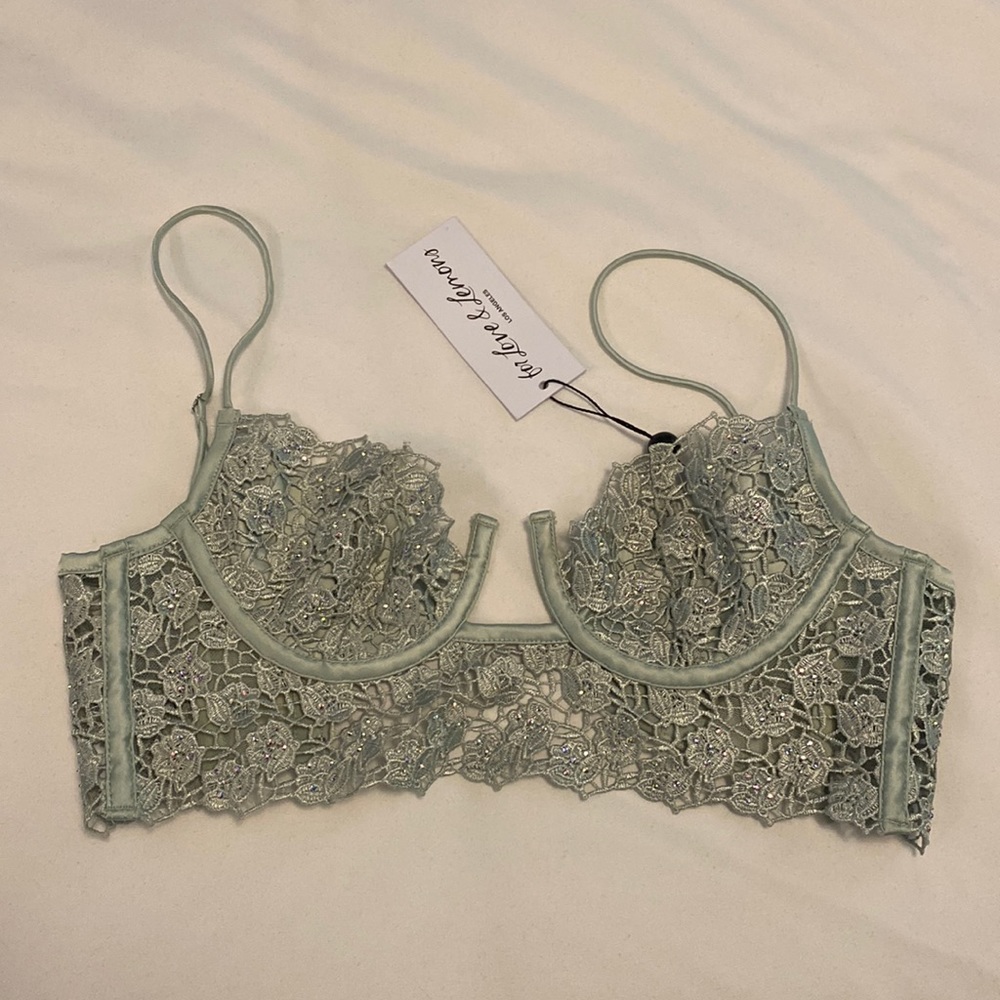 For Love & Lemons for Victoria’s Secret Twinkle Rose Bustier Sage Green XS